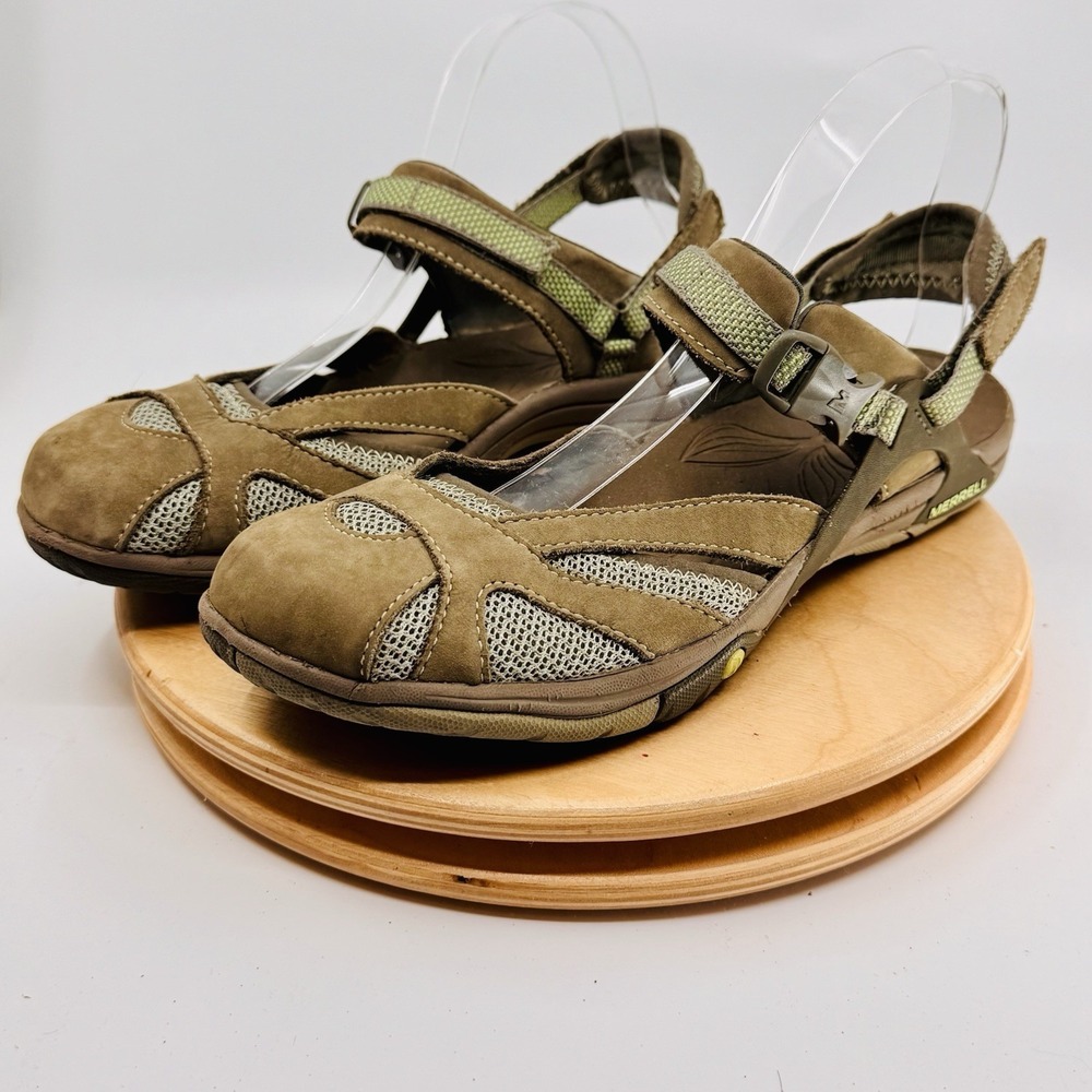 Merrell Azura Wrap Sandals Shoes Womens 10 Brown Green Hiking Comfort - Picture 2 of 8